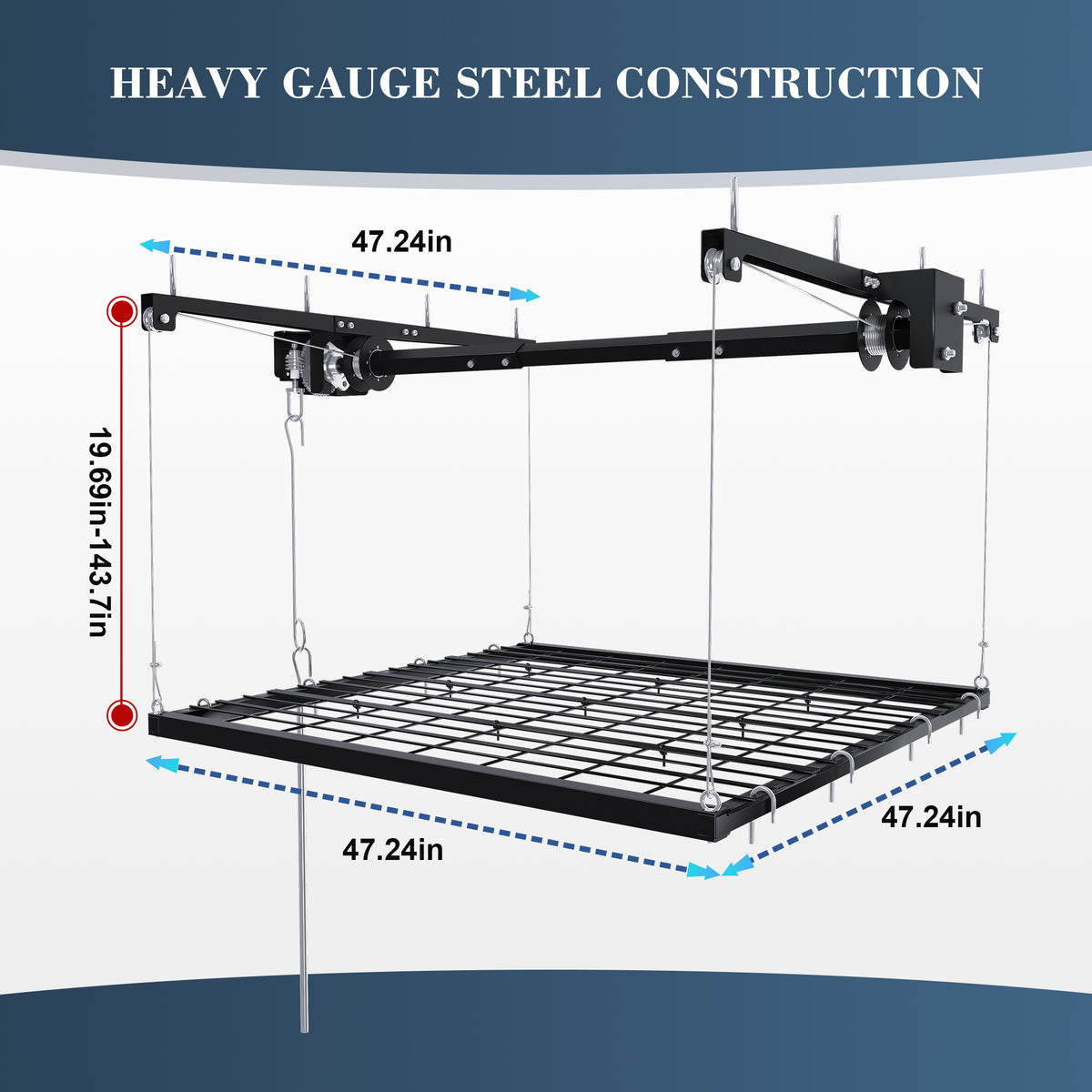 Overhead Garage Storage Rack 4x4 FT for High Ceilings
