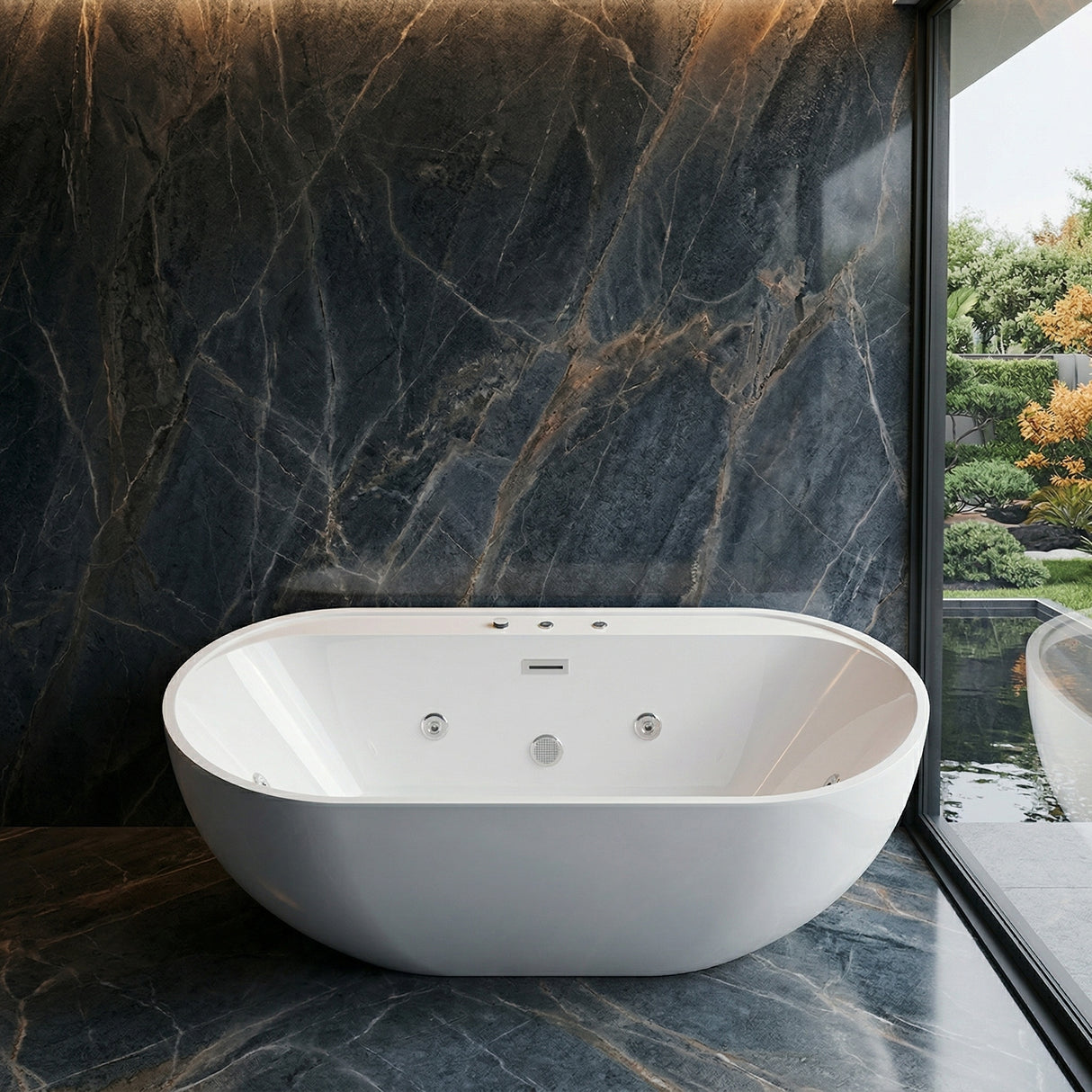 67" Whirlpool and Air Bath Soaking Combination Tub with Adjustable Speed Air Blower