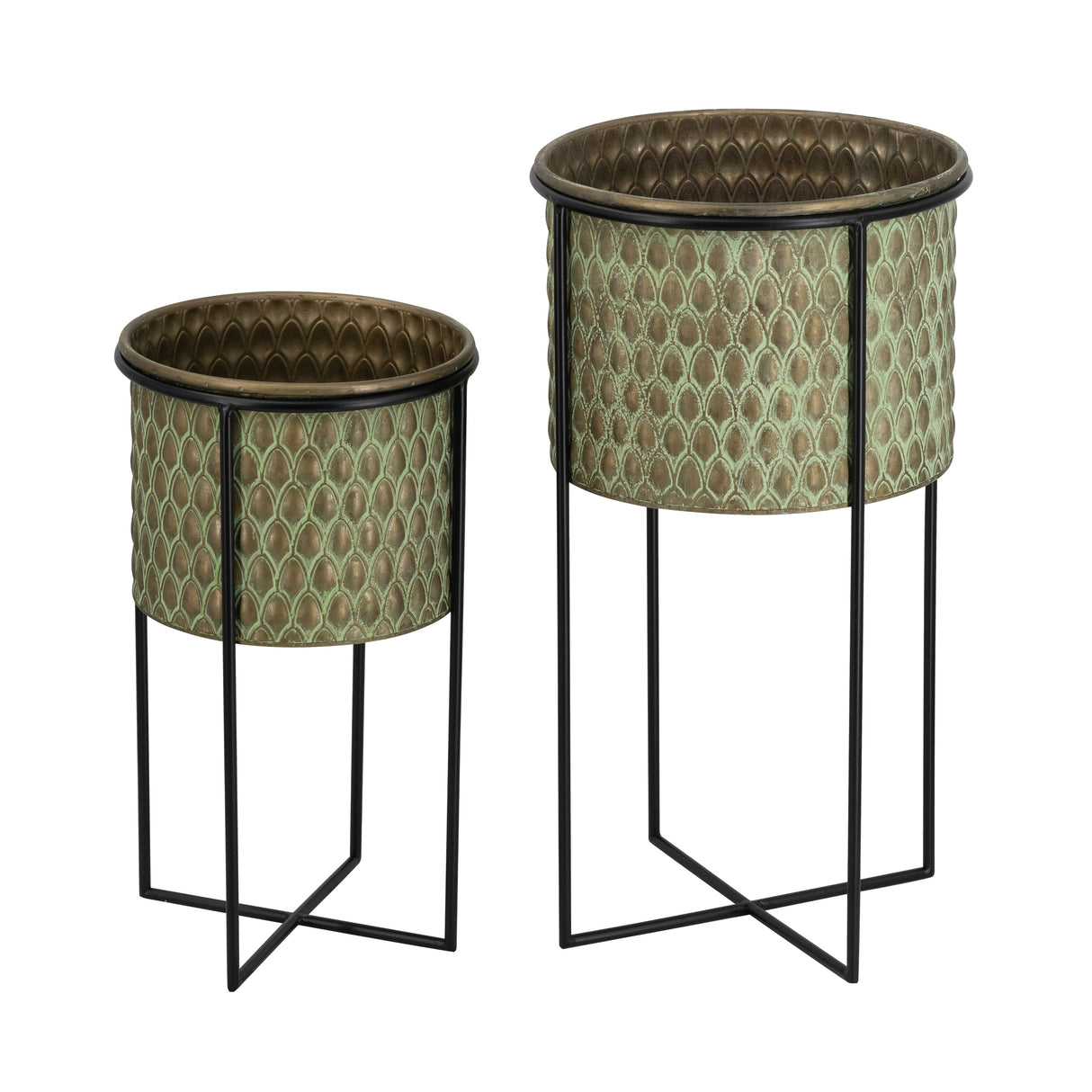 Set of 2 Textured Garden Pots
