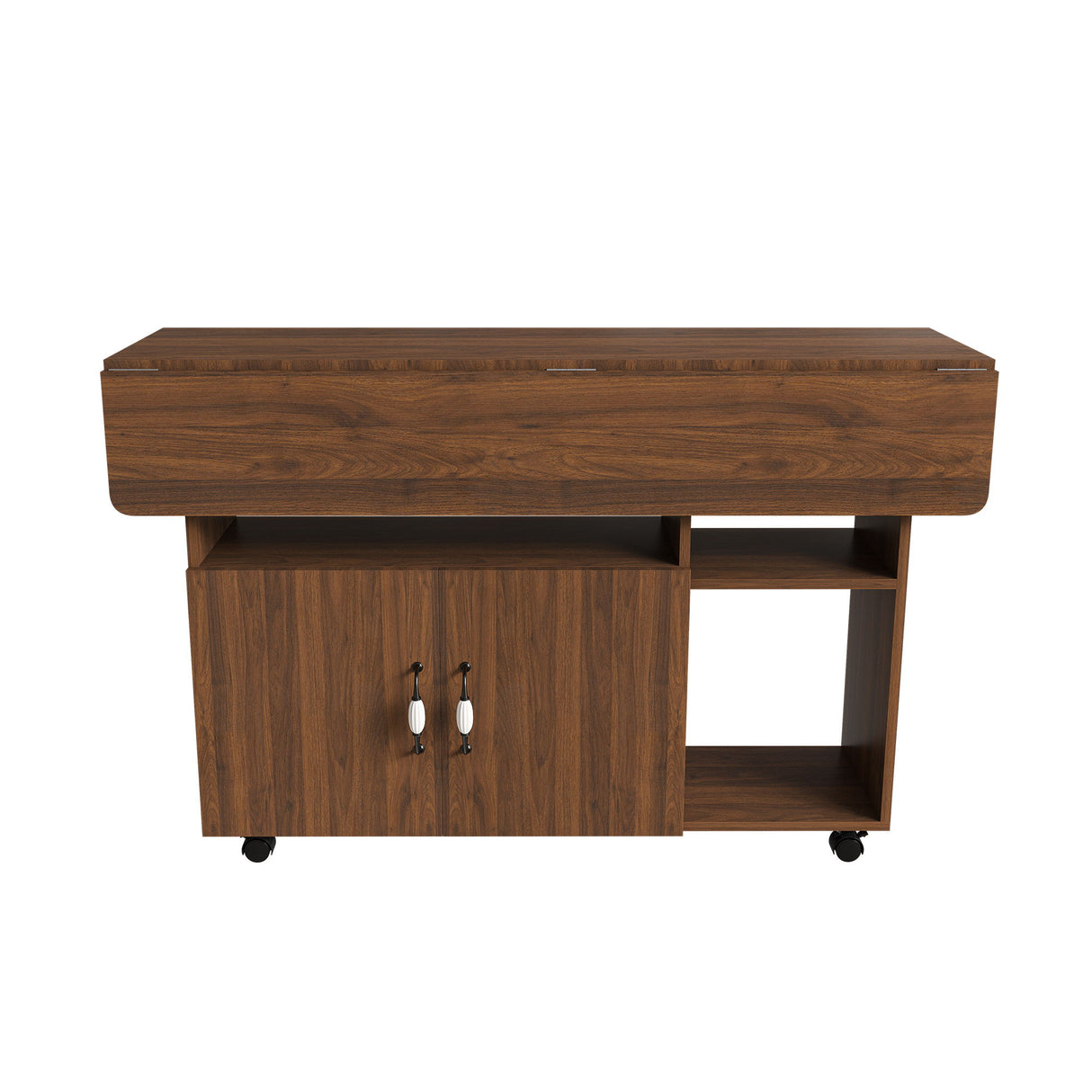 Multi Functional Folding Table With Storage Shelves And Wheels