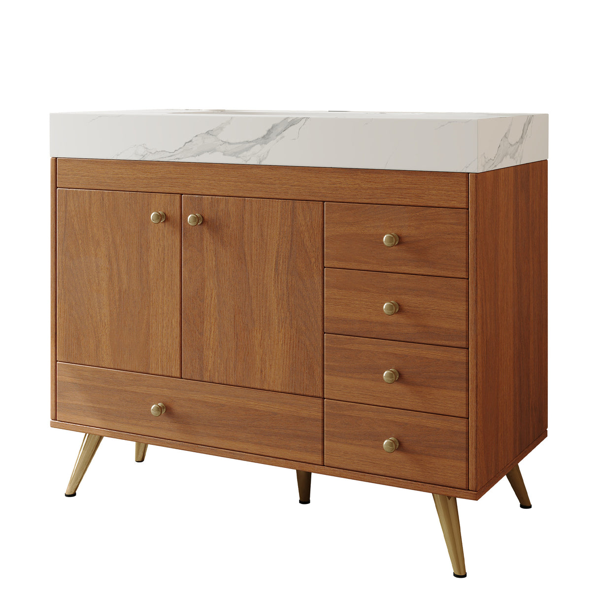 36" Freestanding Bathroom Vanity with Faux Marble Top