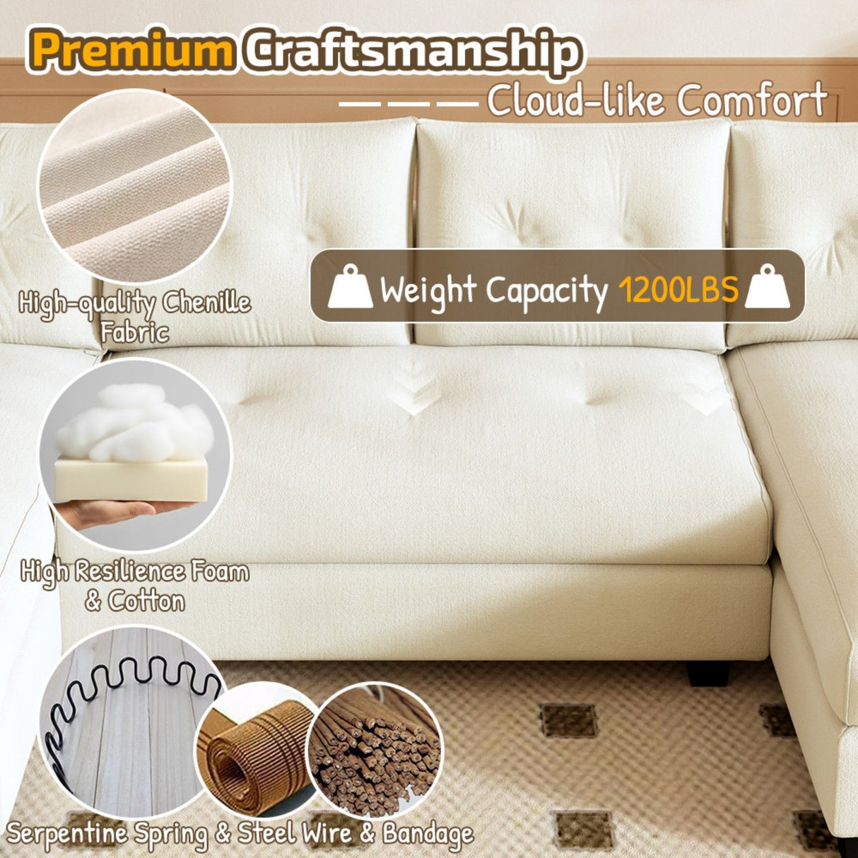 U-Shaped Sleeper Sofa With Pull Out Bed