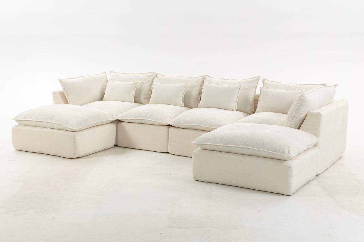 129.8" Width Cloud Couch Oversized Modular Sectional Sofa