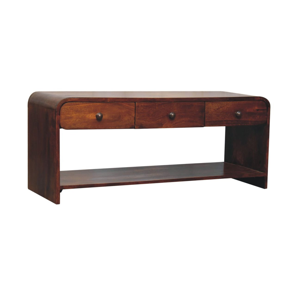 Solid Wood Aspen Slim Media Unit, 3-Drawers, Open Slot