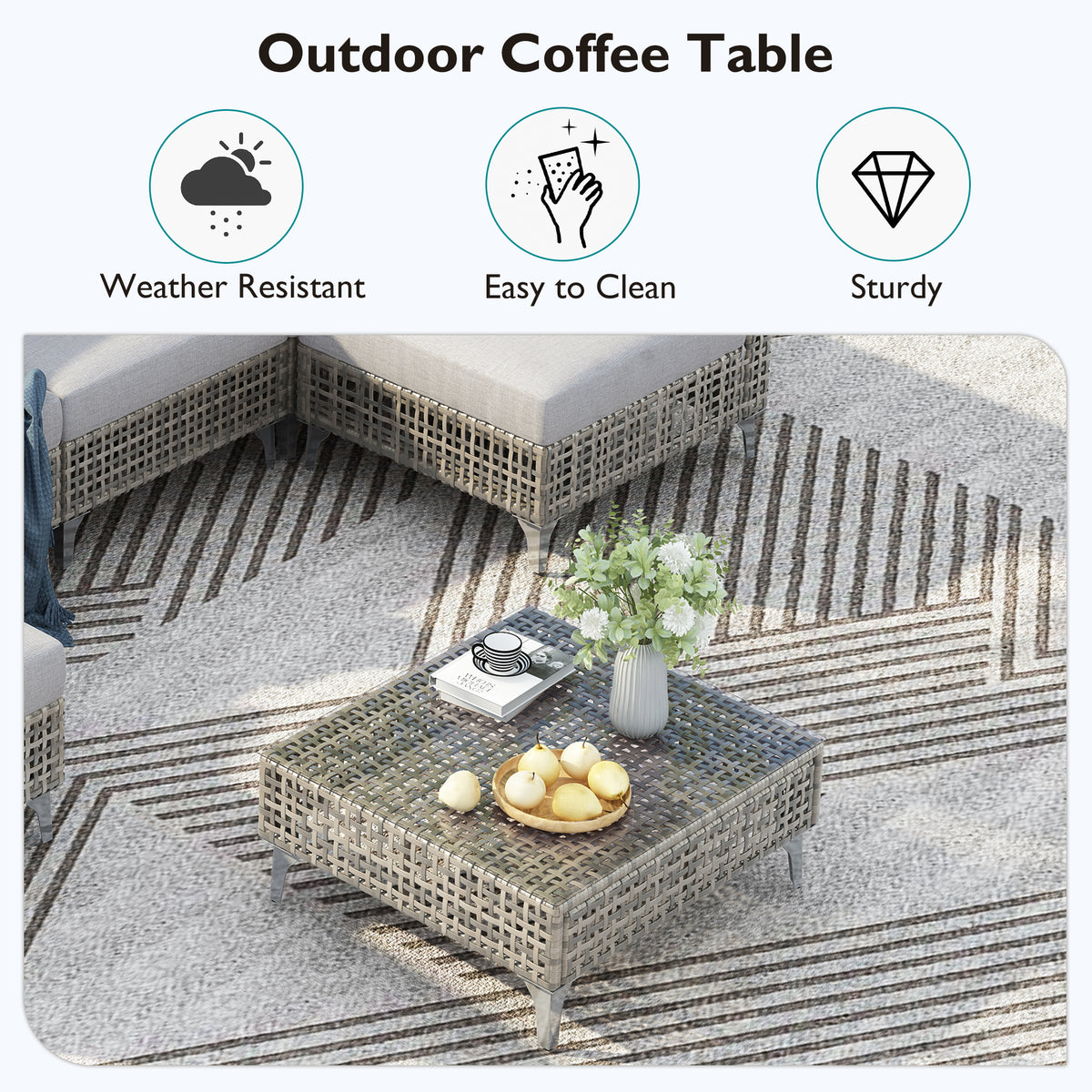 K&K 7-Piece Wicker Patio Furniture Set