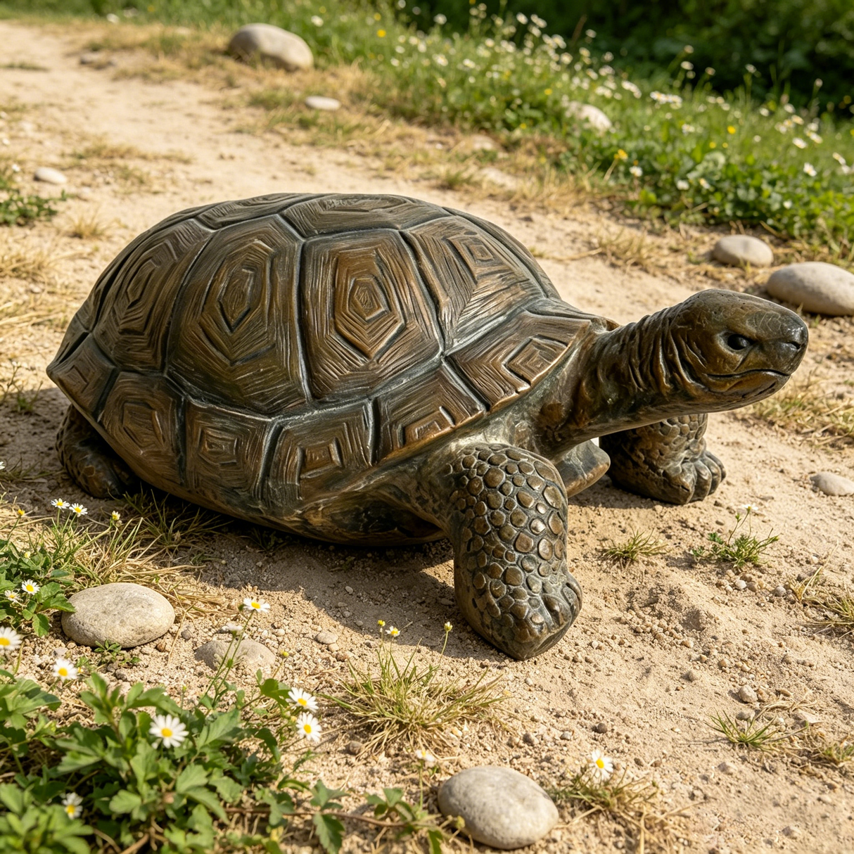 30.51" Long Realistic Tortoise Figurine, 11.22" High Resin Turtle Statue, Large Outdoor Garden Sculpture for Nature Decor & Themed Displays