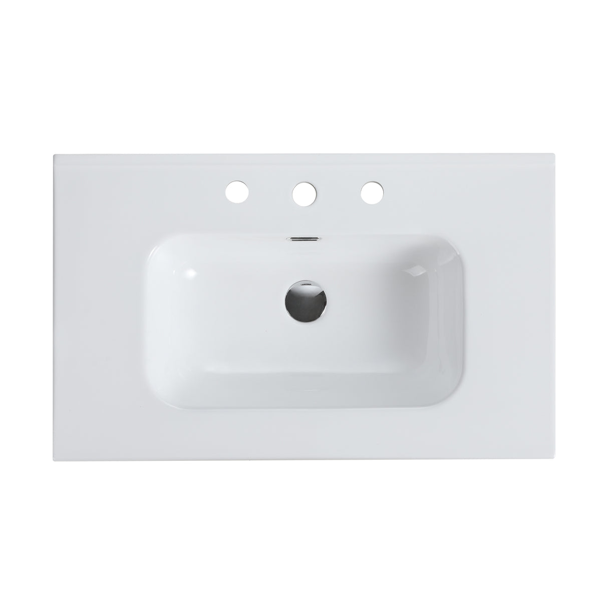 Glossy White Ceramic Integrated Sink