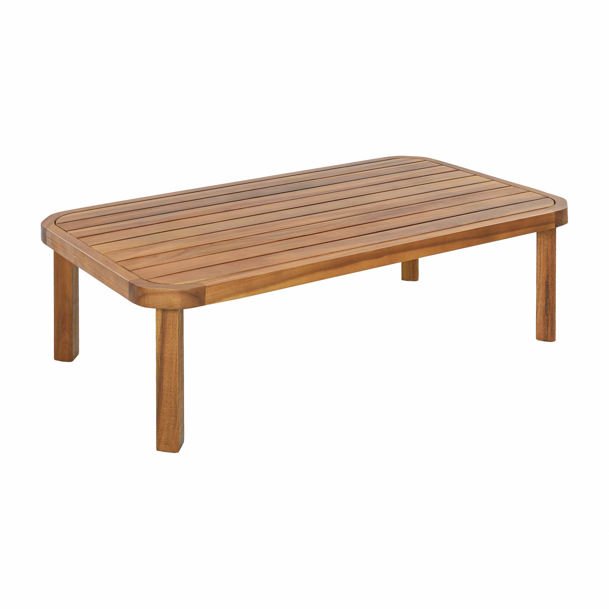 Outdoor Ottoman Table in Acacia Wood with Wicker Accents