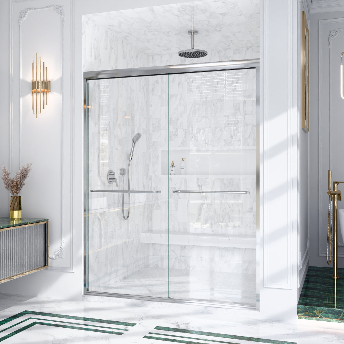 Semi-Frameless Double Sliding Shower Door