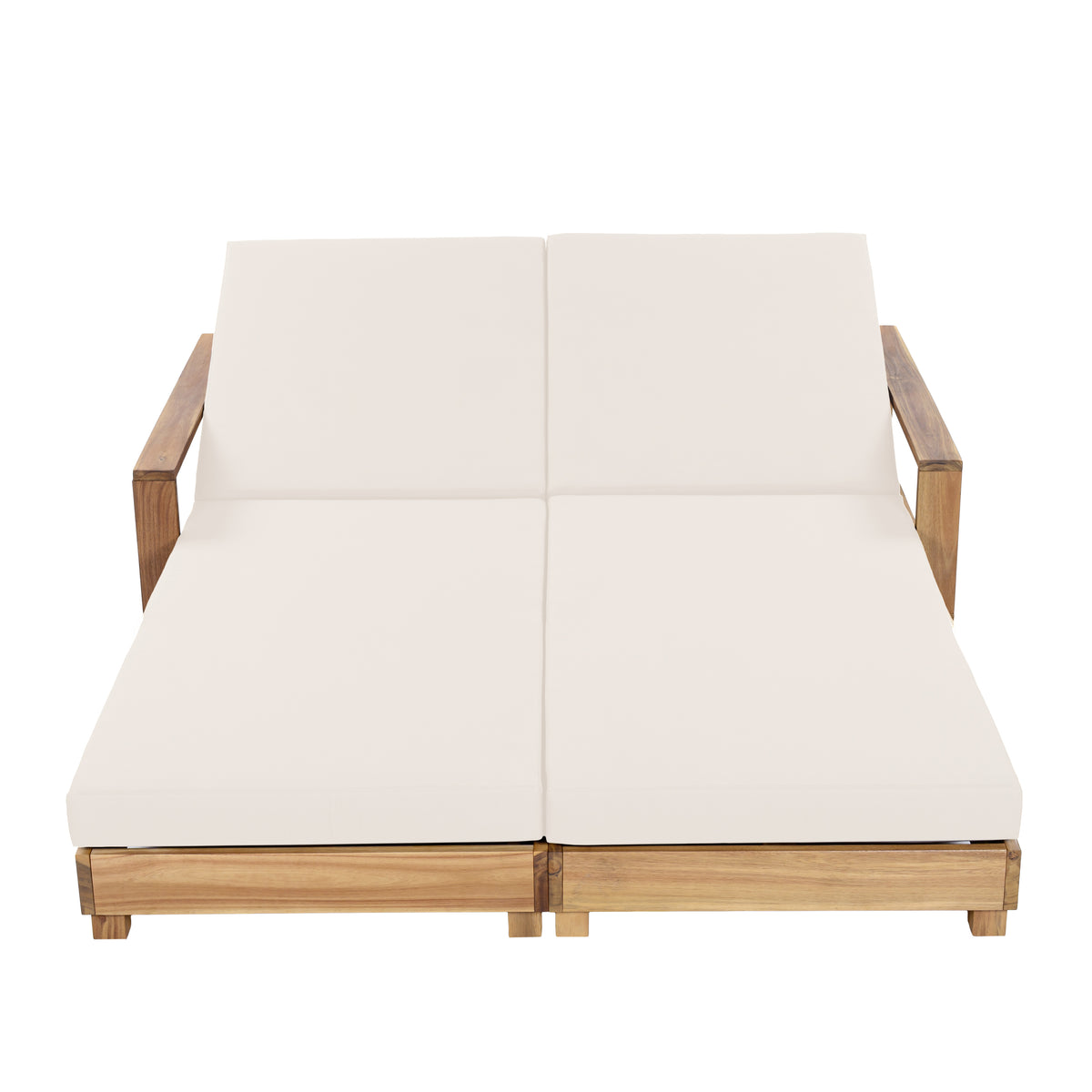 Double Acacia Wood Chaise Lounge Set