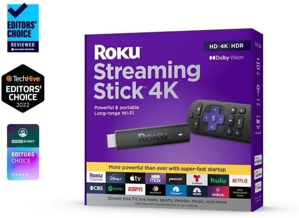 Roku Streaming Stick 4K Streaming Device 4K/HDR/Dolby Vision with Voice Remote with TV Controls
