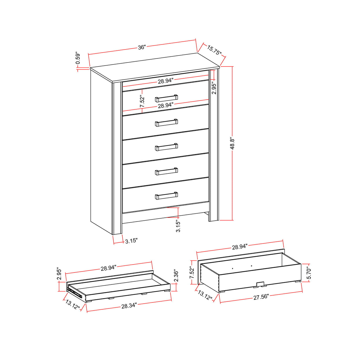 Lorenzo - 5 Piece Bedroom Set With Glittered Detailing