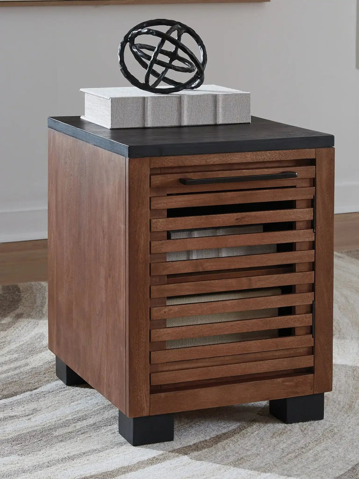 Kallari - Chair Side End Table - Warm Brown / Black - Best Buy Furniture
