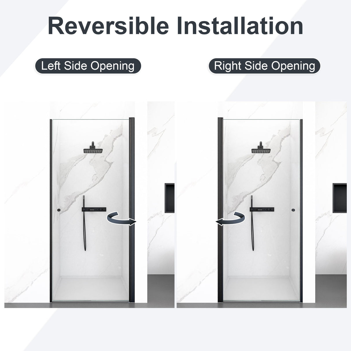 Semi Frameless Circular Pivot Shower Door With 1 / 4" Sgcc Tempered Glass