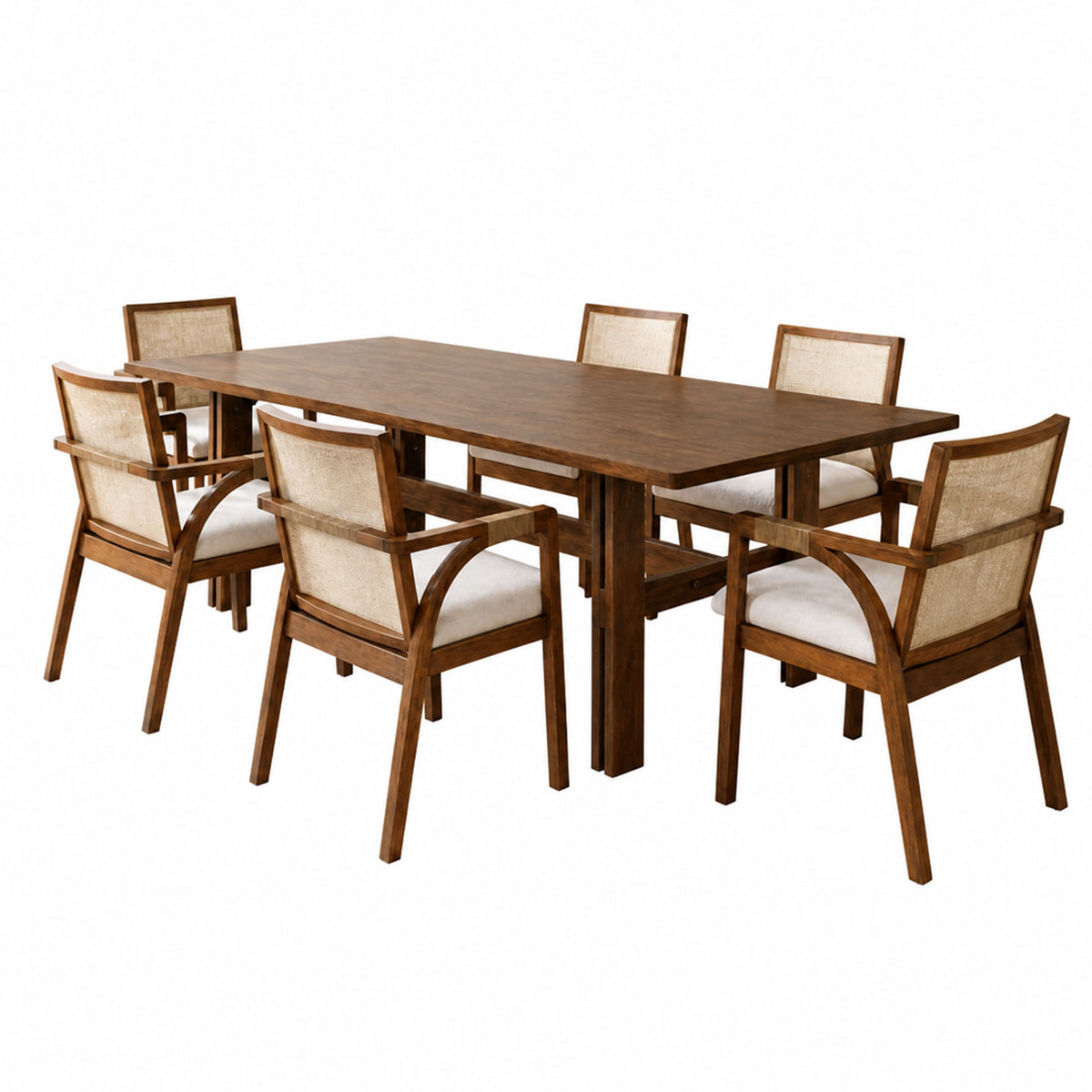 7-Piece Dining Table Set for 6, 71" Rectangular