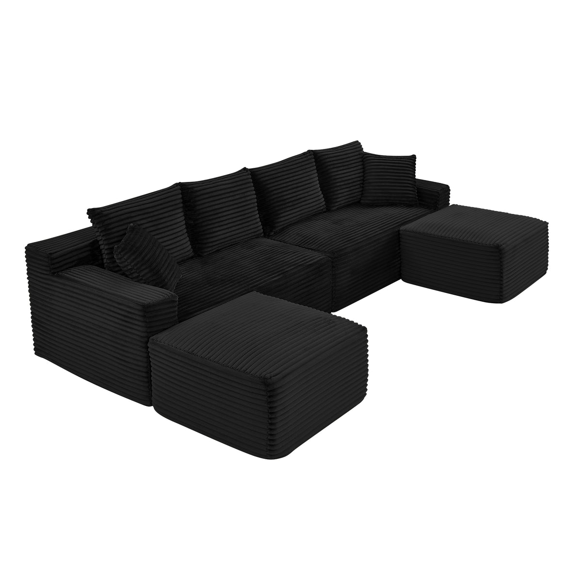 115" Comfy U-Shaped Sectional with Chaise and Ottoman