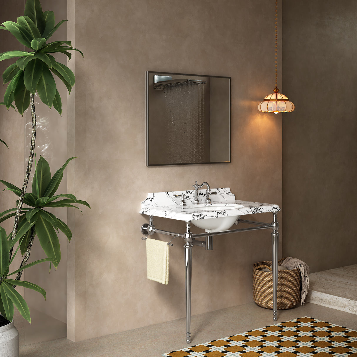 VICI 36" Bathroom Console Sink, Undermount Ceramic Vanity Basin