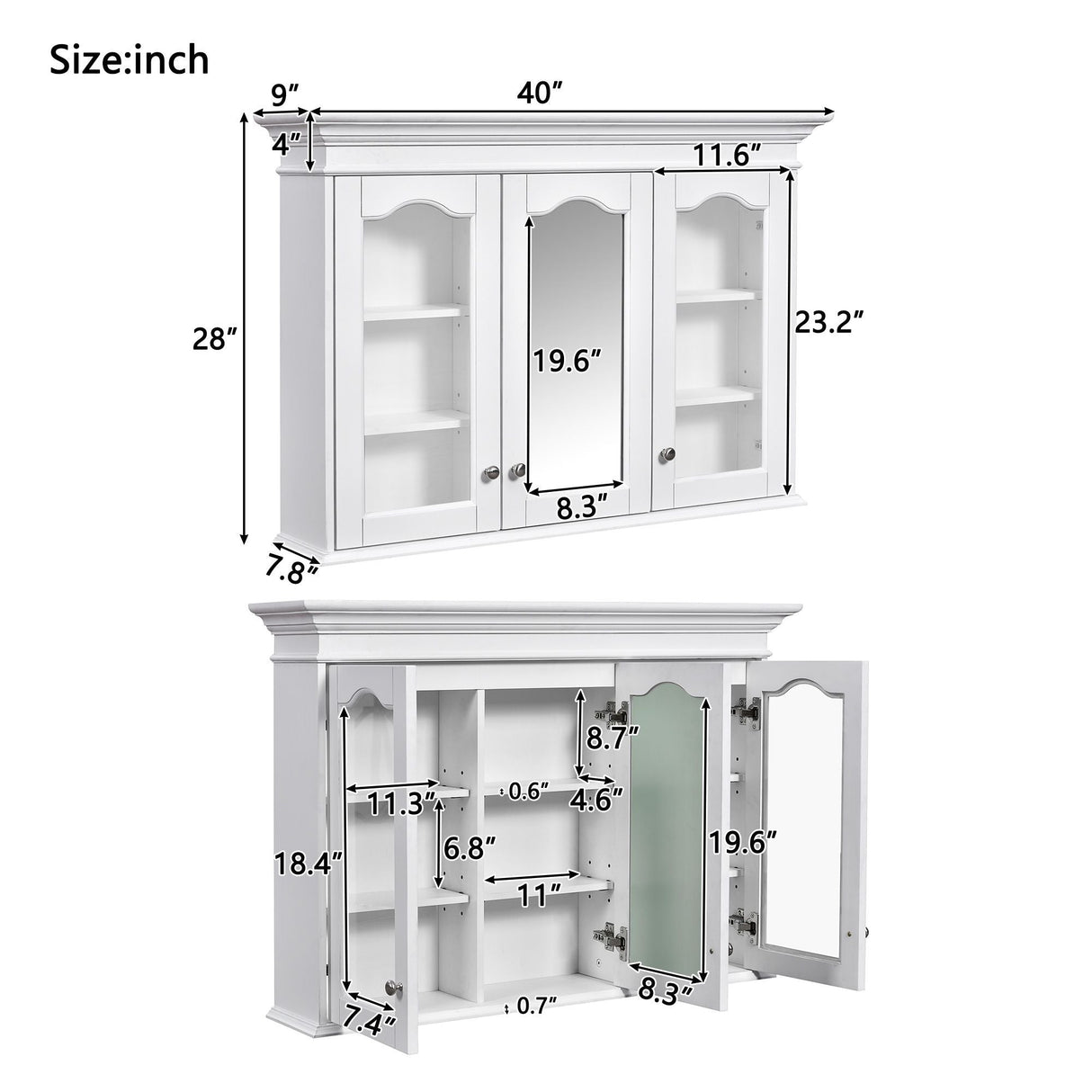 Medicine Cabinet With Mirror Door and Adjustable Shelves