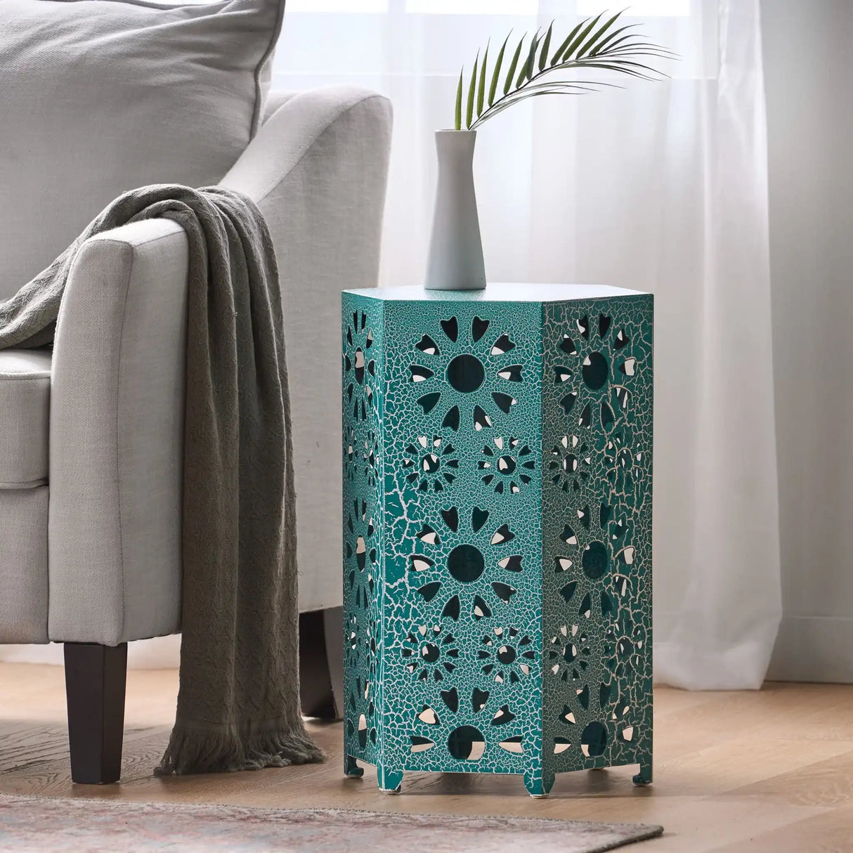Galore - Side Table With Sunburst Cut Out Design - Best Buy Furniture