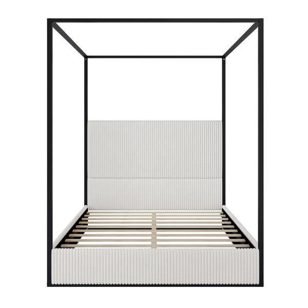 Canopy Bed With Tall Upholstered Headboard And 4 Poster