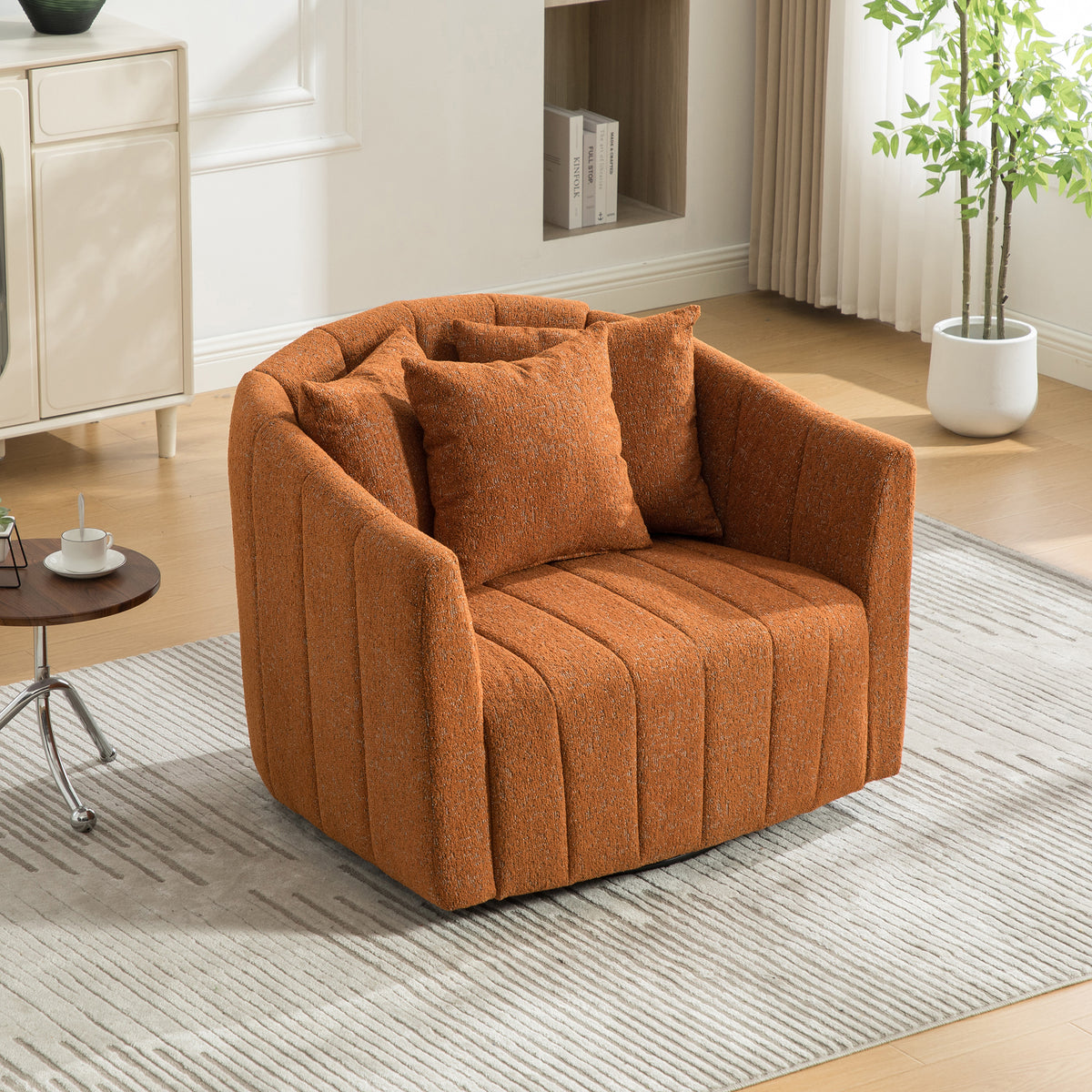 39"W Upholstered Oversized 360° Swivel Accent Barrel Chair