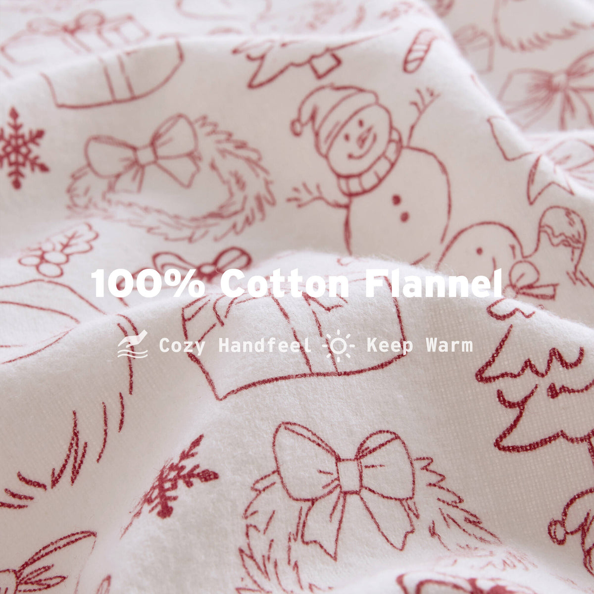 Holiday Doodles Twin XL 100% Cotton 3-Piece Sheet Set - Holiday Doodles