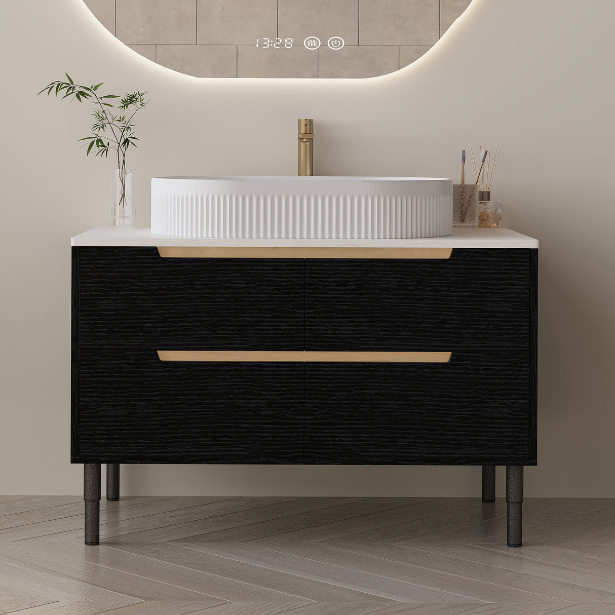 36 Inch Bathroom Vanity with Ceramic Integrated Sink & Soft-Close Drawers