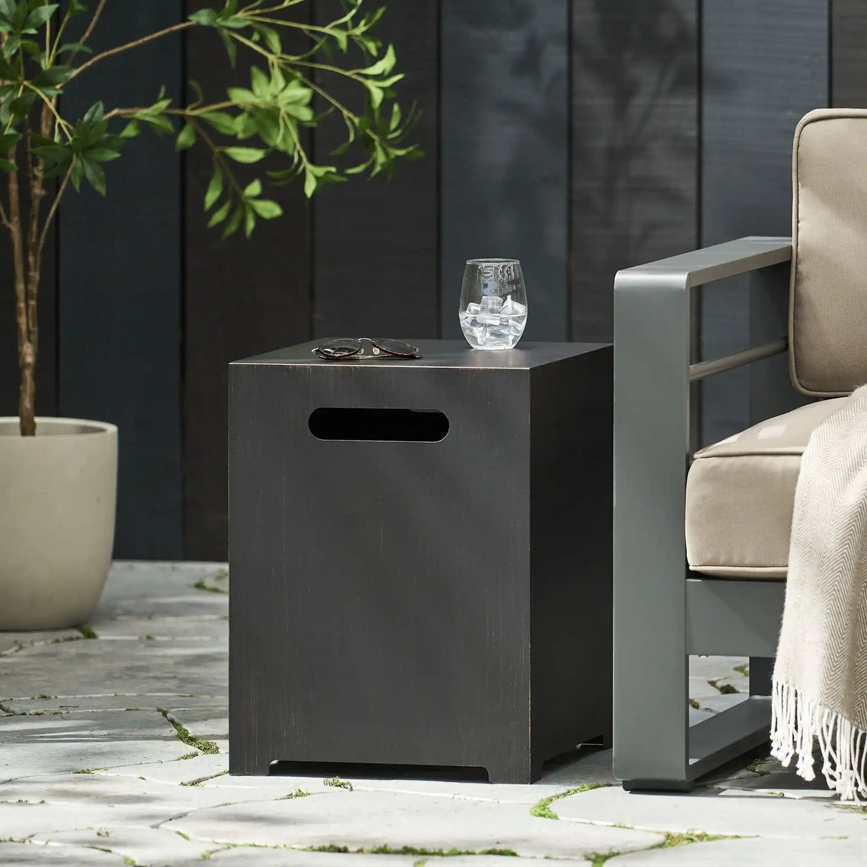 Modern Tank Holder Side Table With Powder Coated Frame - Best Buy Furniture