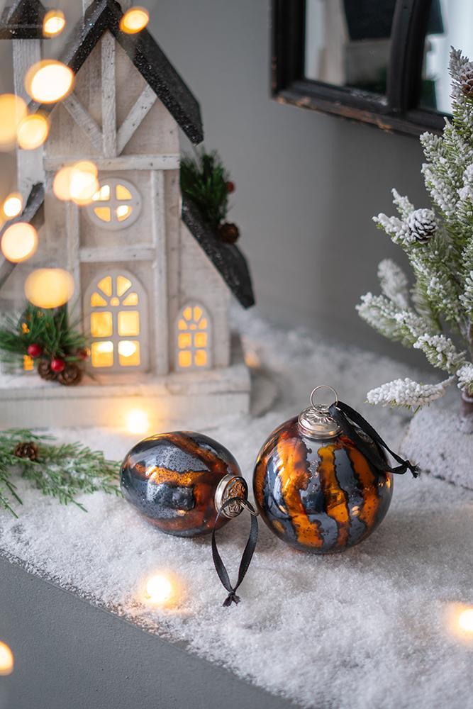 Christmas Ball Ornaments Set of 6 Glass Decorative Hanging Balls
