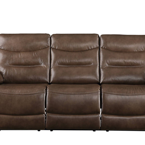 Aashi - Leather Gel Match Recliner Sofa - Brown - Best Buy Furniture