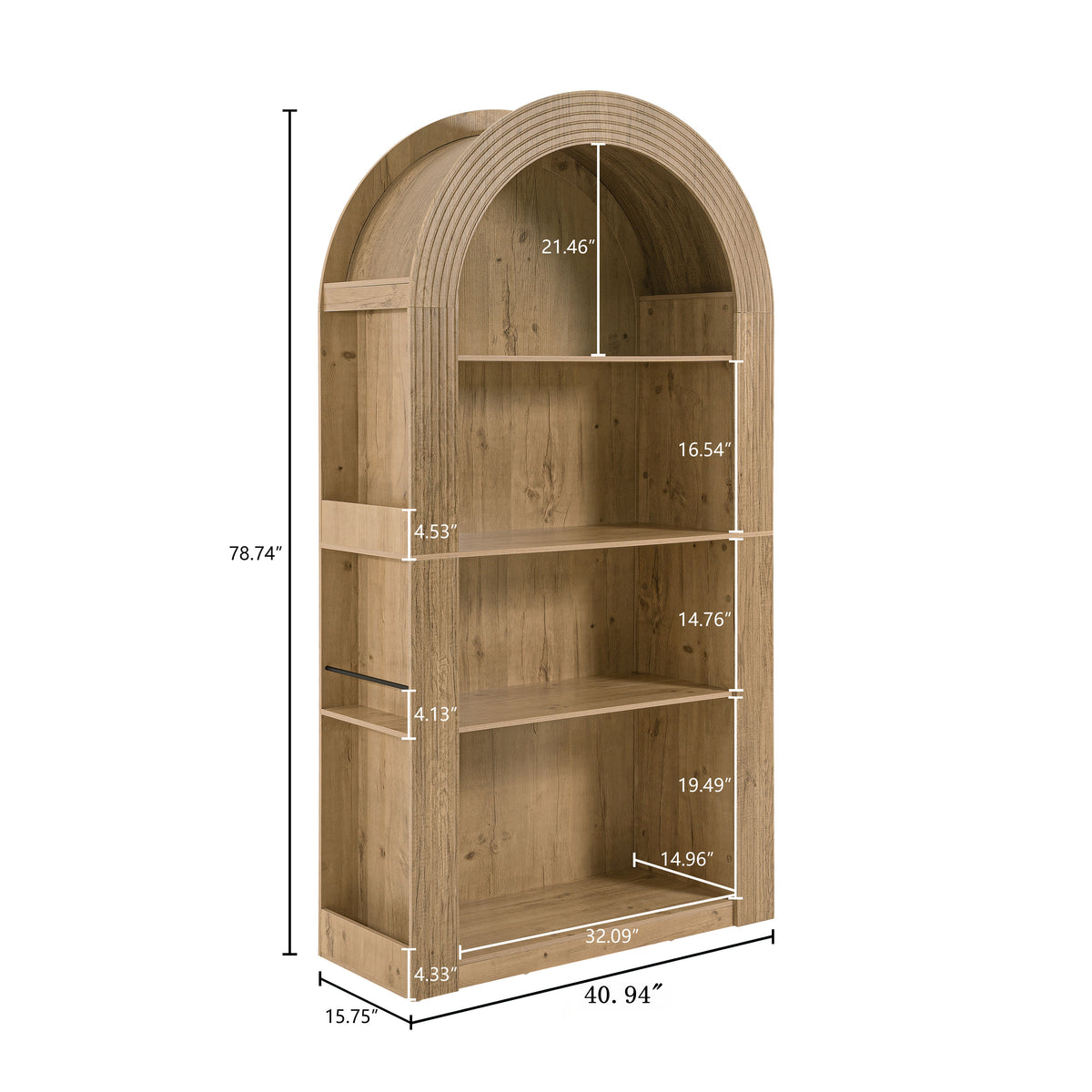 78.74" Tall Arched Bookcase