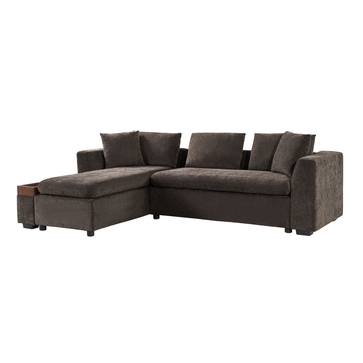 Modern L Shaped Sectional Sofa With Upholstery And Wooden Storage