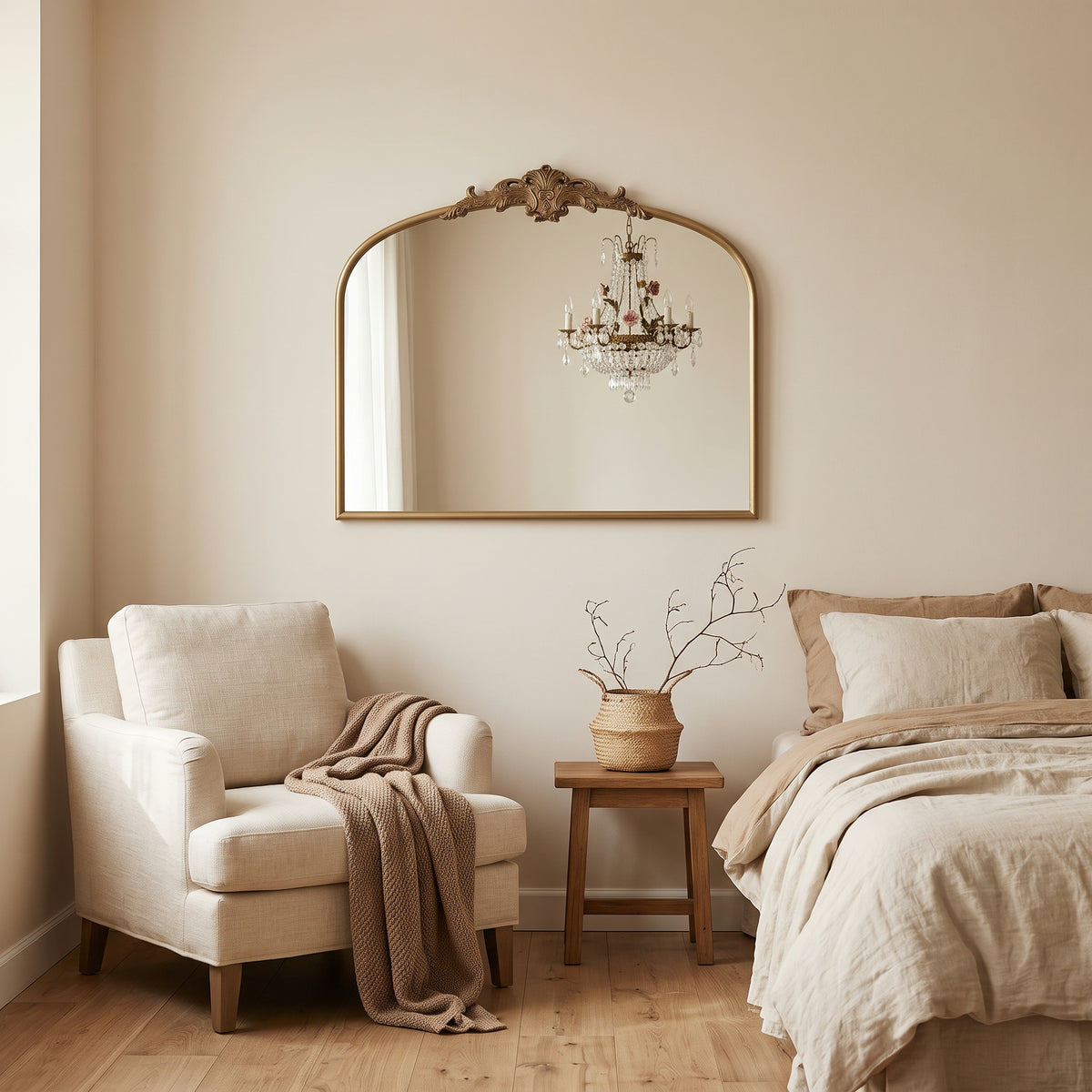 32"x24.4" Baroque Vintage Arched Wall Mirror