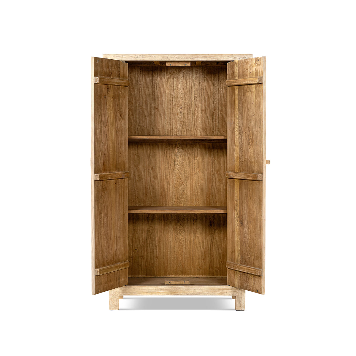 Fable 80.5-Inch Tall Reclaimed Elm Wood 2-Door Storage Cabinet, Light Natural Brown