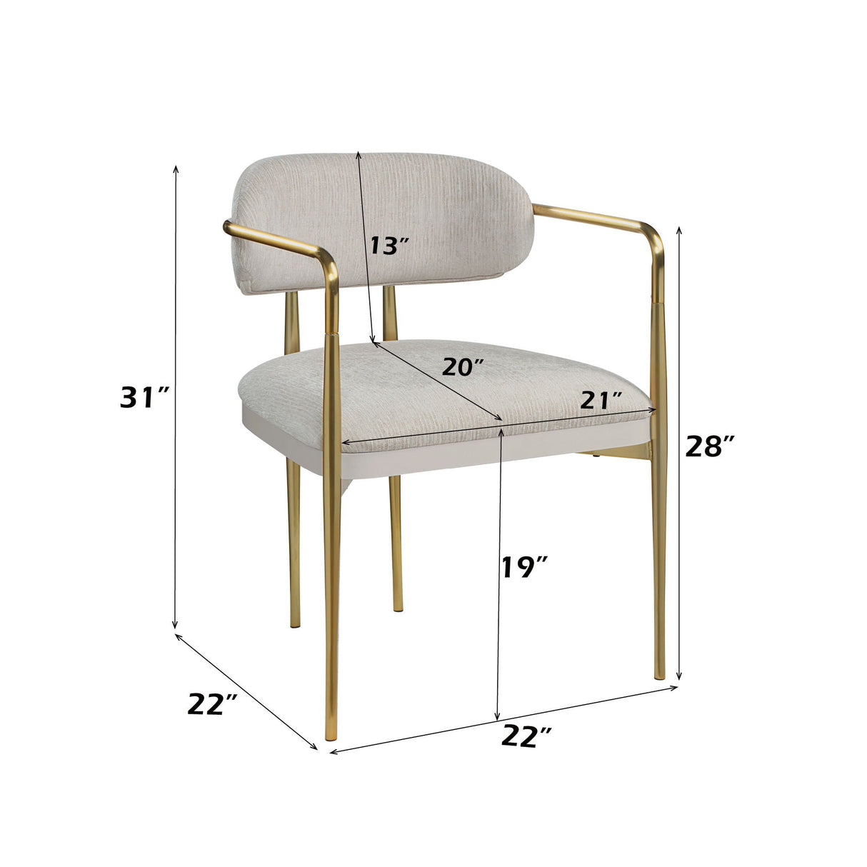 Zayn Arm Chair (Set of 2) - Beige / Gold