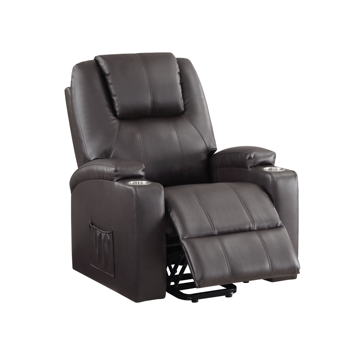 Brown Leather Recliner Aire w/Power Lift & Massage