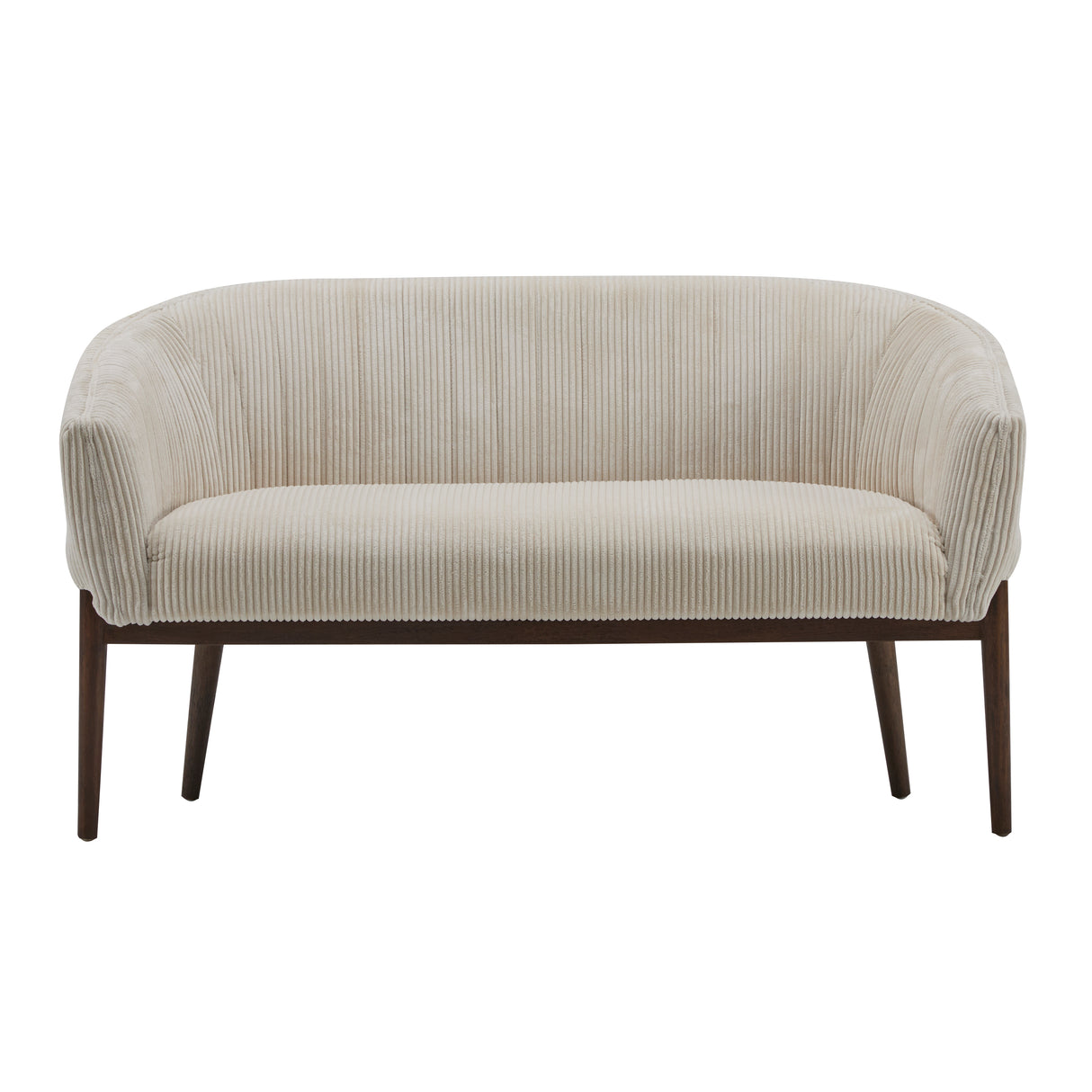 Corduroy Recessed Arm Loveseat (Beige + Walnut)