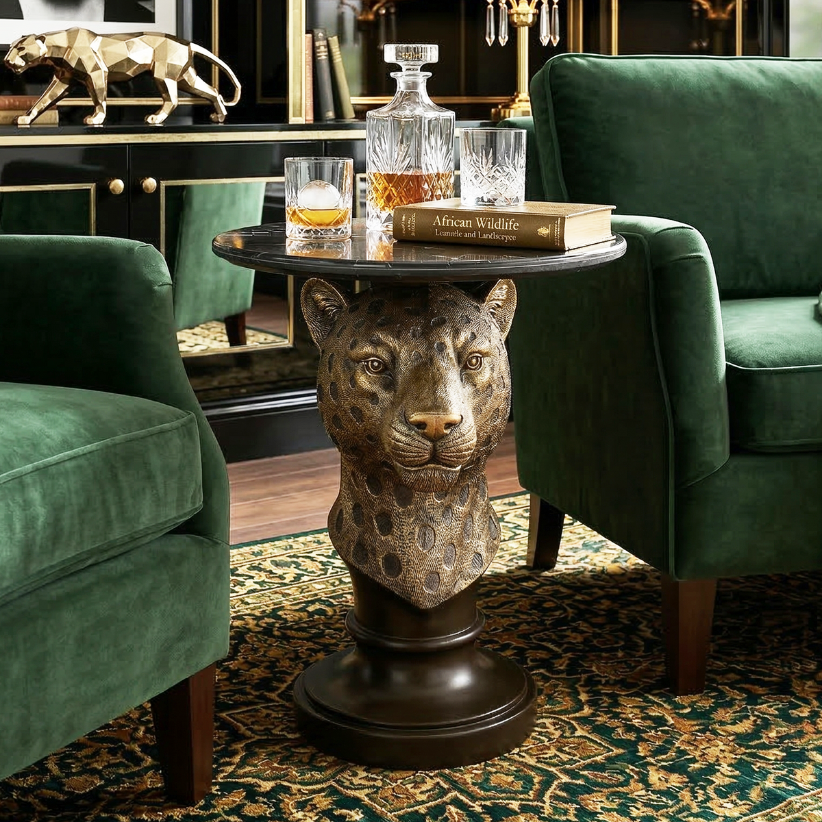 Leopard Head Accent Table