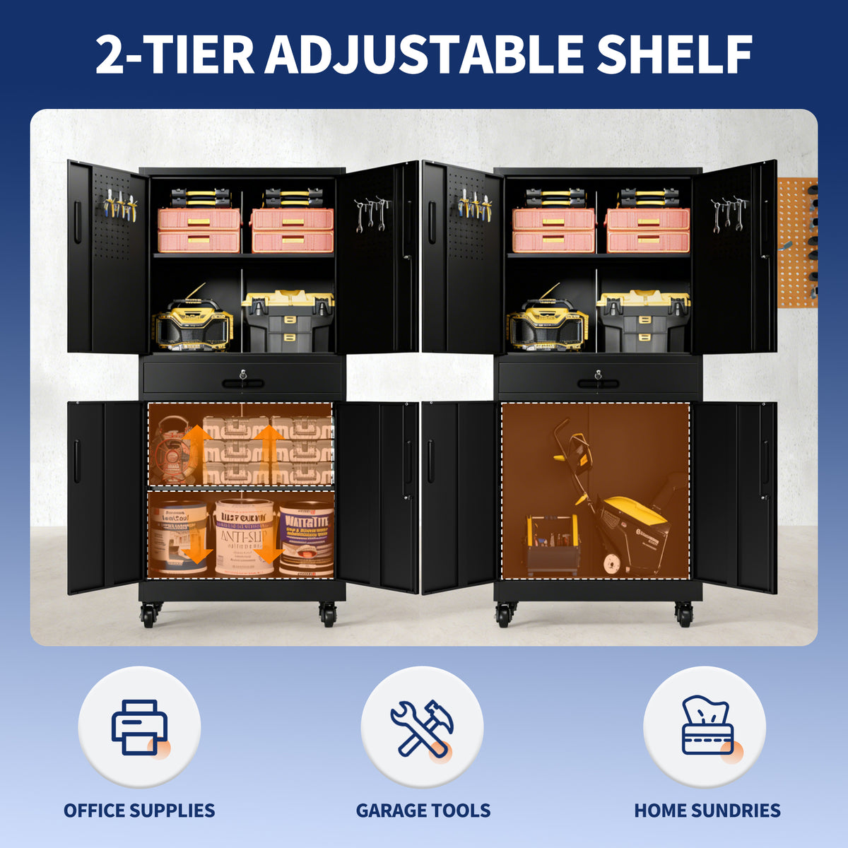 Metal Storage Cabinet with Drawer and Locking Doors