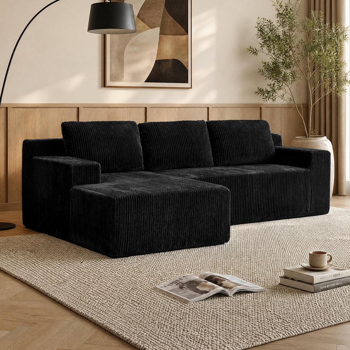 Corduroy Modular L Shaped Sectional Sofa