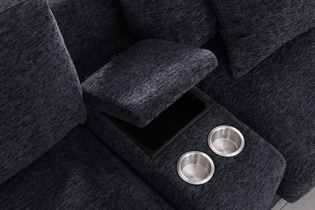 Celine - Fabric Corner Sectional Sofa With Right-Facing Chaise, Cupholders, And Charging Ports