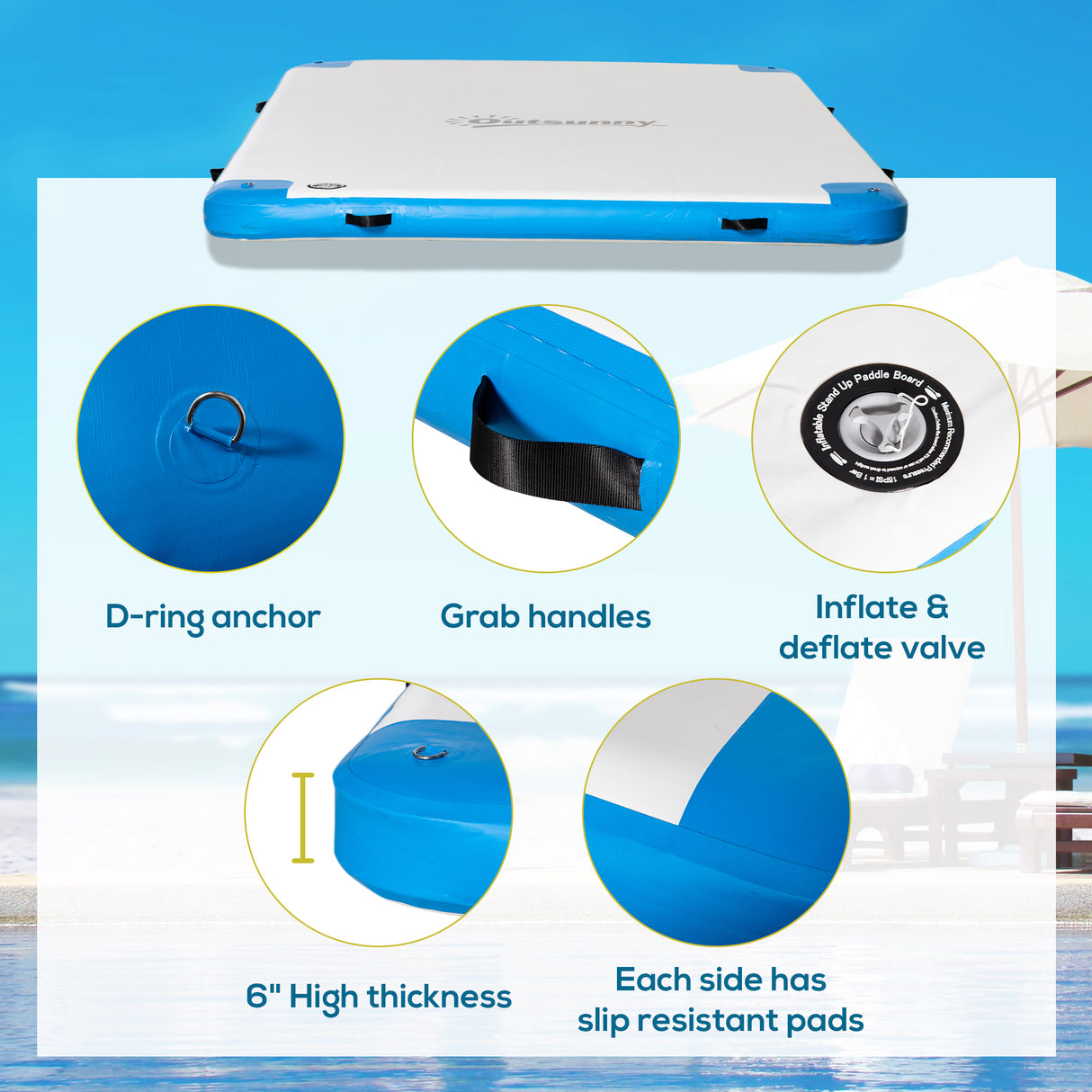 Outsunny Water Inflatable Floating Dock