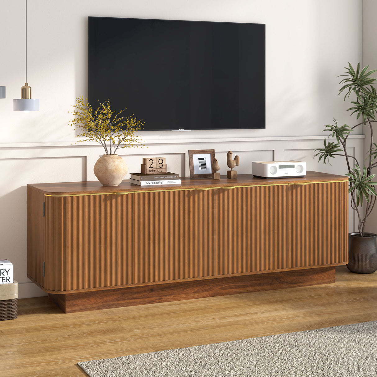 Vibe Haus Mid-Century Modern TV Stand for 70 Inch TV