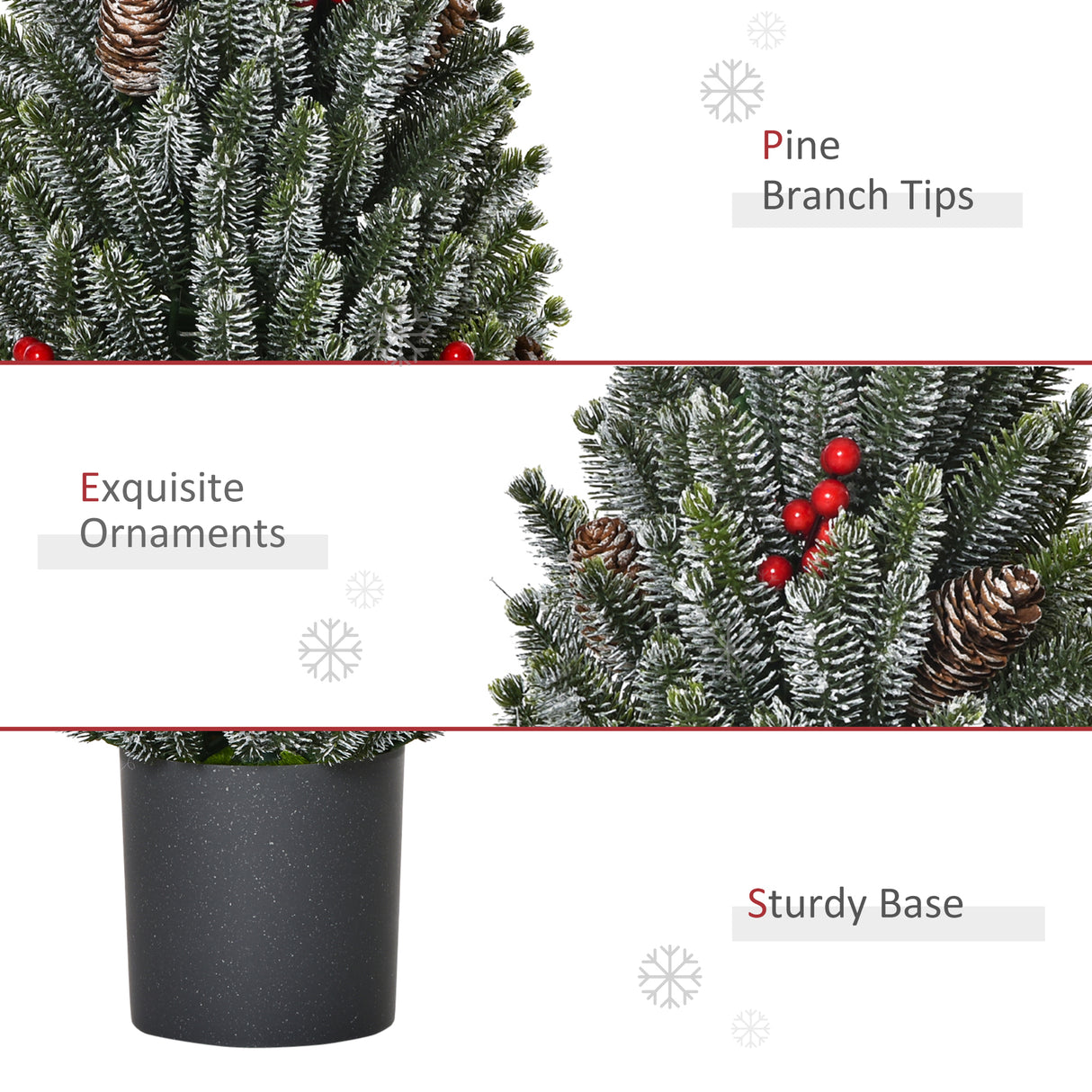 HOMCOM 18" Tall Unlit Miniature Snow-Flocked Tabletop Christmas Tree