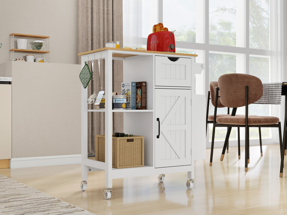 Kitchen Island Cart with Mobile Storage Cabinets