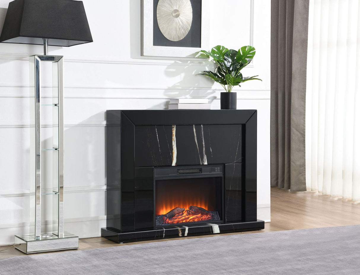 Drisana - Mirrored Fireplace - Black - Best Buy Furniture