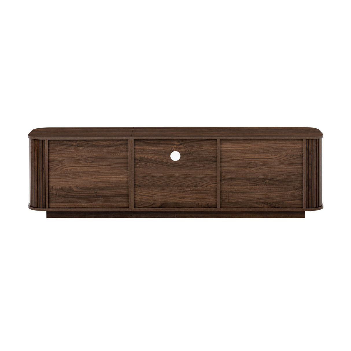 70" TV Stand With Ample Storage, Curved Corners - Dark Brown