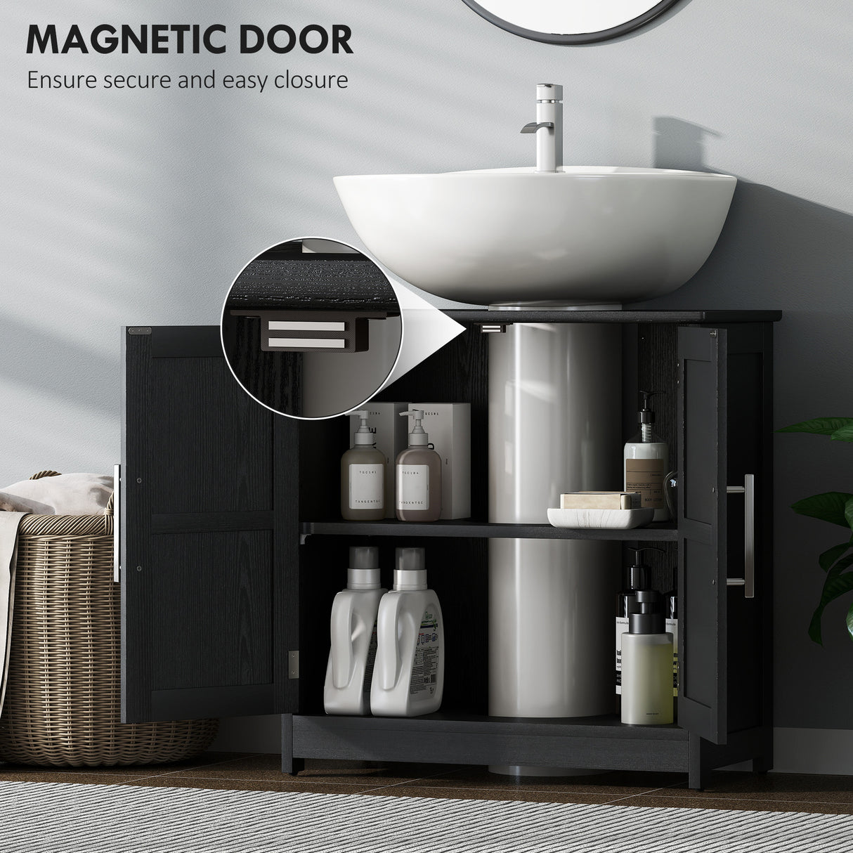 Pedestal Sink Storage Cabinet with 2 Barn Doors and Adjustable Shelf