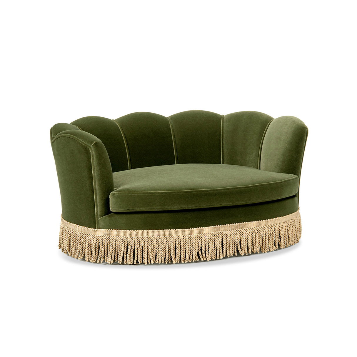 Clara 34.5" Scalloped Pet Sofa Bed - Medium, Olive