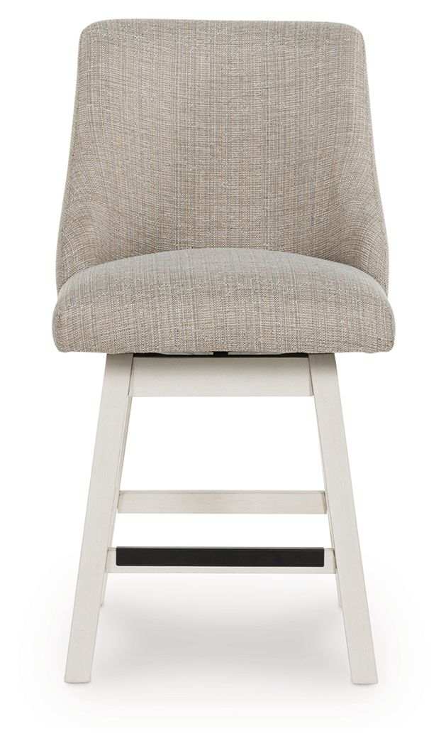 Robbinsdale - Upholstered Swivel Curved Back Barstool (Set of 2) - Antique White - Best Buy Furniture